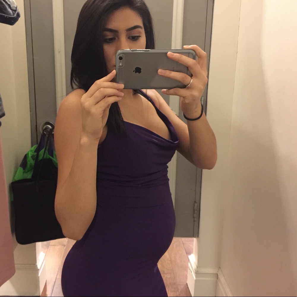 Purple Draped Front Dress